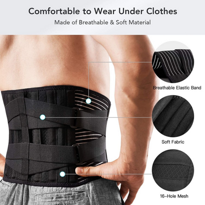 URFit Adjustable Back Support Belt – Lumbar Brace for Pain Relief